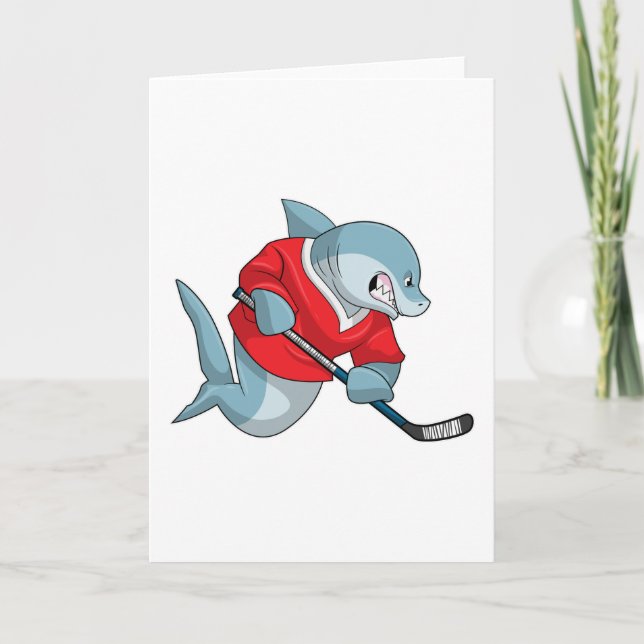 Carte Requin au hockey sur glace avec Bâton de hockey su (Devant)