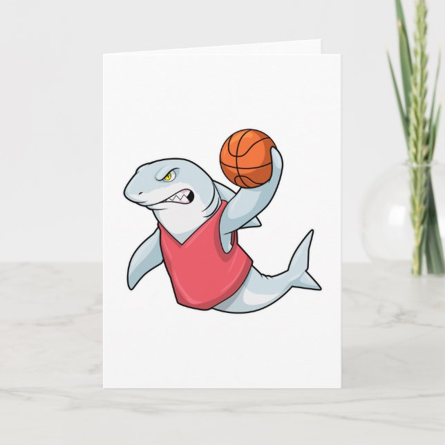 Carte Requin au sport avec basket-ball (Devant)
