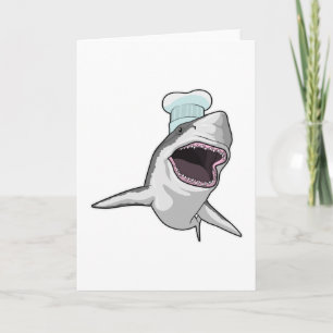 Carte Requin cuisinier avec toque de chef