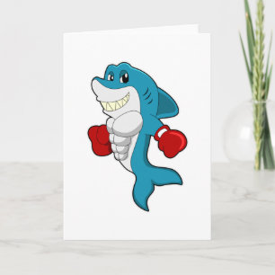 Carte Requin en boxeur avec gants de boxe