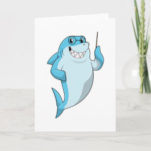 Carte Requin en professeur avec pointeur