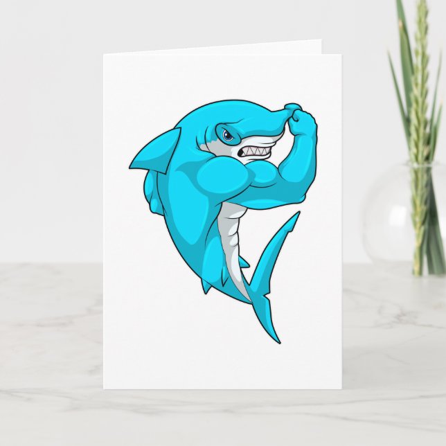 Carte requin-marteau en tant que culturiste au Bodybuild (Devant)