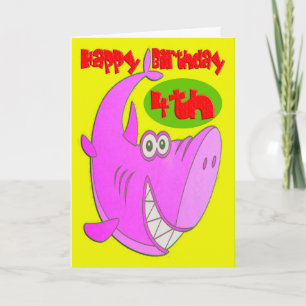 Carte Requin rose Quatrième anniversaire