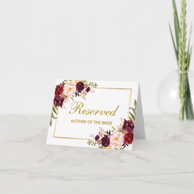 Carte Réservé Ajoutez votre plaque Mariage de texte ou v (Devant)