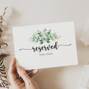 Carte Réservé Minimaliste Eucalyptus Redding