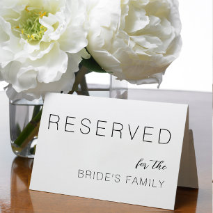 Carte Réservé pour la famille de la mariée Mariage moder