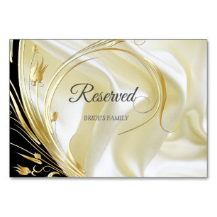 Carte réservée Noir avec Or sur Champagne Silk