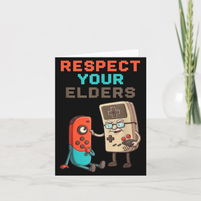 Carte Respect Your Elders Gaming Control Retro Funny Gam (Devant)
