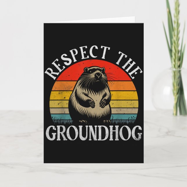 Carte Respectez la marmotte drôle de dicton rétro marmot (Devant)