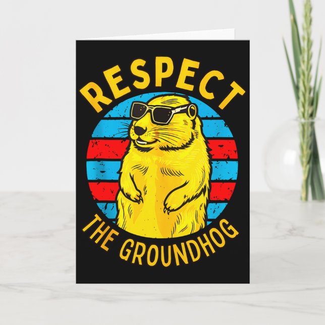 Carte Respectez la marmotte drôle Woodchuck Jour de la m (Devant)