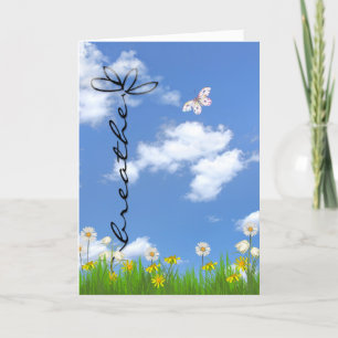 Carte Respirez la fleur et le papillon de marguerite