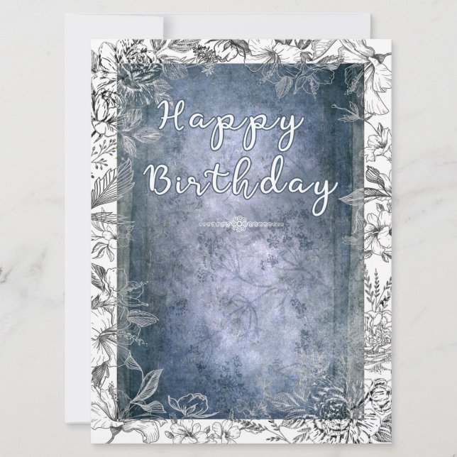 Carte Resplandor Floral Retro: Feliz Cumpleaños (Devant)