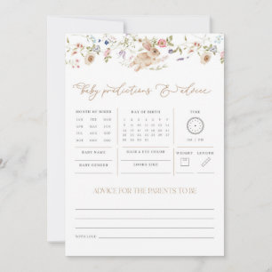 Carte Ressort Bunny Prédictions Conseil Baby shower Jeu