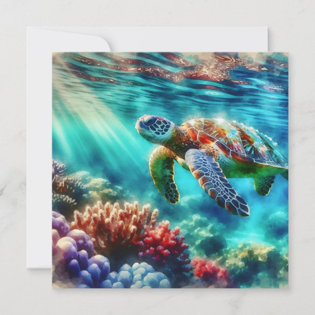 Carte Rester en contact | La natation des tortues de mer (Devant)