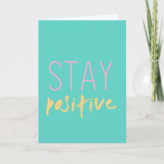 Carte Rester positif | Good Vibes moderne Aqua rose jaun (Devant)