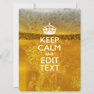 Carte Restez calme et votre texte pour une bière