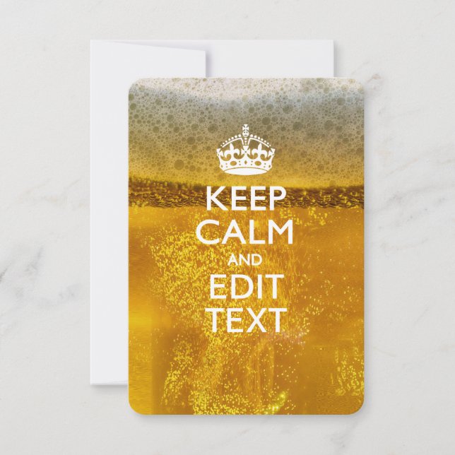 Carte Restez calme et votre texte pour une bière Cool (Devant)