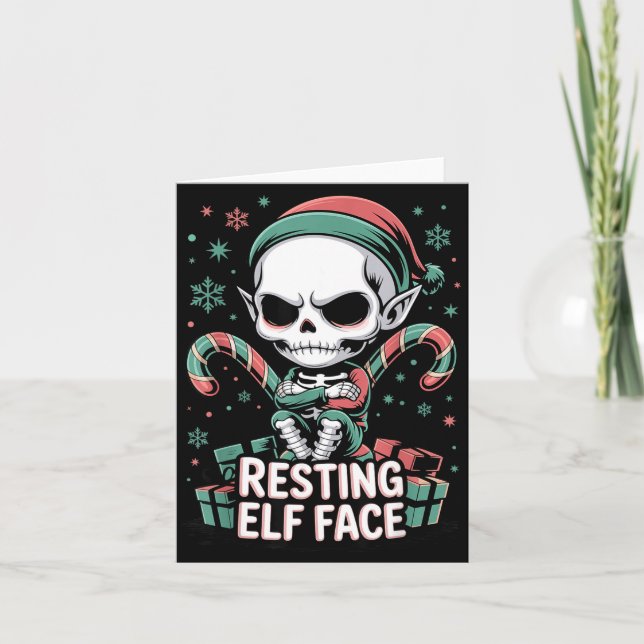 Carte Resting Elf Face Funny Christmas Cute Creepy Women (Devant)
