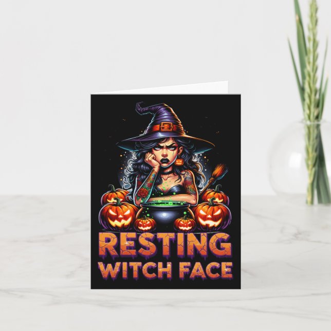 Carte Resting Witch Face Funny Sarcastic Halloween Rude  (Devant)