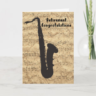 Carte Retirement Card for Musician Notes and Sax