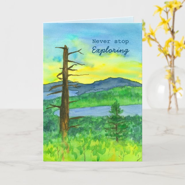 Carte Retirement Congratulations Never Stop Exploring (Fleur jaune)