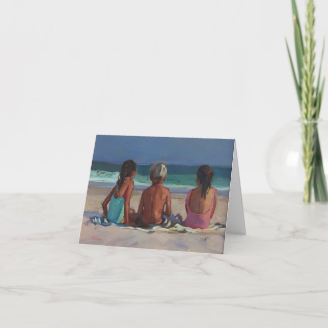 Carte Retour à la plage - les enfants profitent de la pl (Devant)