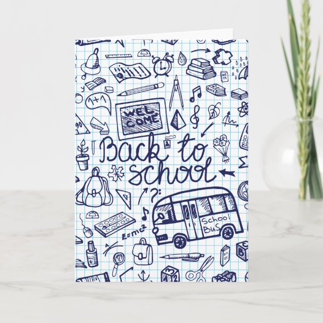 Carte Retournez à l'école. Décor de Carnet assez discret (Devant)