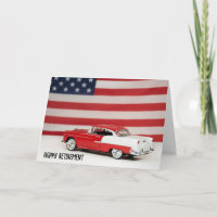 Retraite 1955 Chevy Car et Drapeau