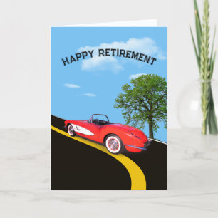 Carte Retraite 1960 Corvette rouge et blanche