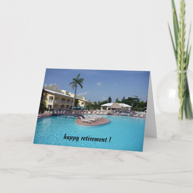 Carte retraite au bord de la piscine (Devant)