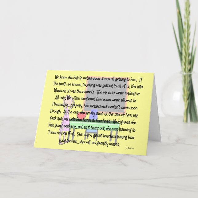 Carte Retraite de l'enseignant "Gone Bonkers" Histoire C (Devant)