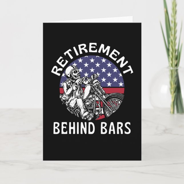 Carte Retraite Derrière Les Bars Funny Moto (Devant)