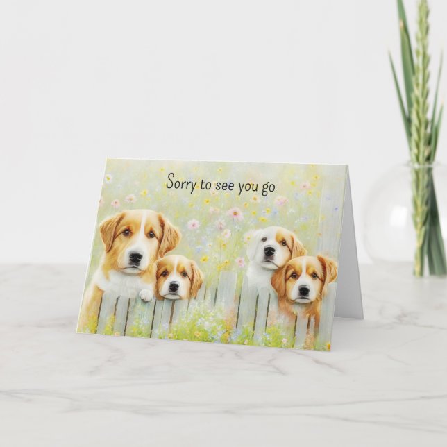 Carte Retraite des chiens de groupe mignons Nouvelle car (Devant)