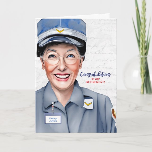 Carte Retraite des entreprises postales de femme blanche (Devant)