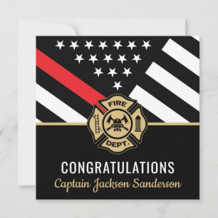 Carte Retraite des pompiers Red Line Flag Félicats