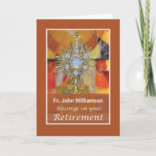 Carte Retraite des prêtres Monstrance Gold Look avec l'h
