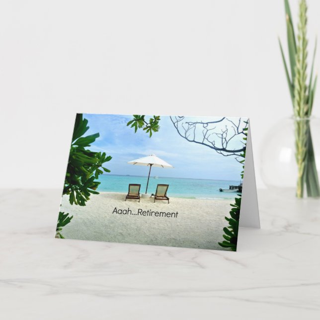 Carte Retraite, détente à la plage, (Devant)