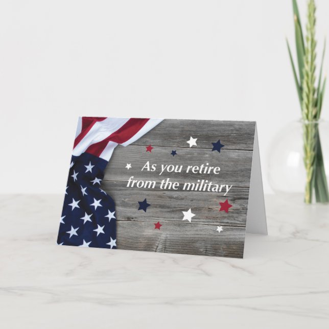 Carte Retraite du drapeau militaire sur le bois avec éto (Devant)