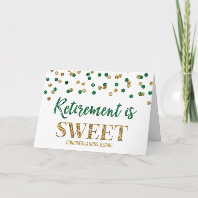 Carte Retraite est Sweet Félicitations Green Gold (Devant)