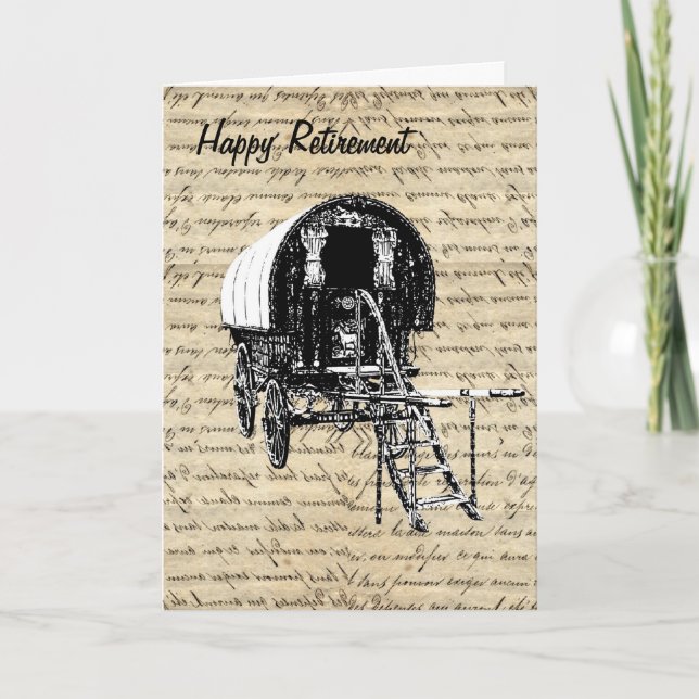 Carte Retraite gitane vintage de chariot (Devant)