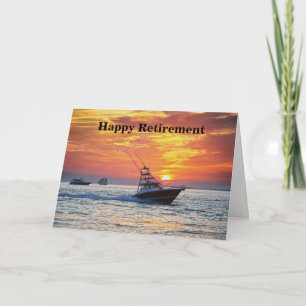 Carte Retraite heureuse, bateau de pêche, la Floride,