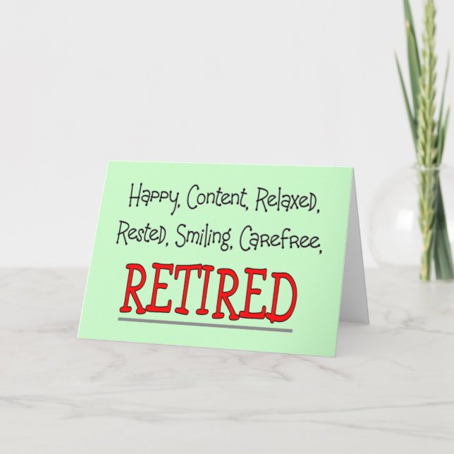 Carte "RETRAITÉ- Joyeux, Insouciant, Relax"...Drôle (Devant)