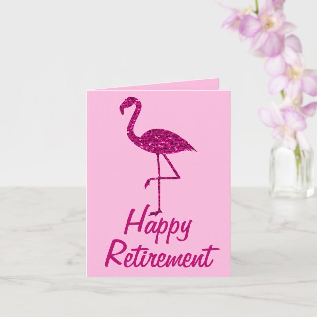 Carte Retraite rose flamingo Texte personnalisé Salutati (Orchidée)