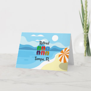 Carte Retraité—Tampa, FL, tongs colorés,