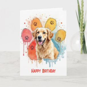 Carte Rétreiver doré d'anniversaire dans un motif d'empr