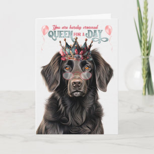 Carte Retriever de manteau plat Chien Reine Jour Amusant