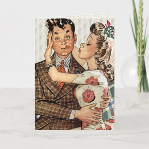 Carte Retro 1940 Kissing Couple
