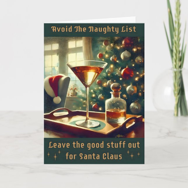 Carte Retro 50s Avoid The Naughty List Christmas Martini (Devant)