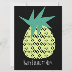 Carte Rétro Anniversaire Bonheur Ananas Jaune Noir