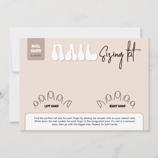 Carte Retro Beige Acrylic Nails Sizing Kit Display Card (Devant)